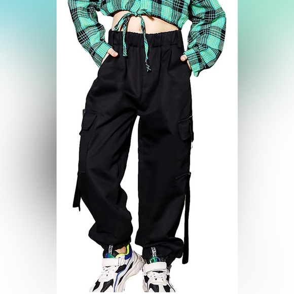 IEFiEL Kinder M&auml;dchen Hose Cargo Hosen Hip Hop Jogger Street Hose